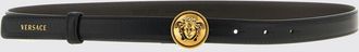 Versace Cintura in pelle di vitello con fibbia monogram e logo