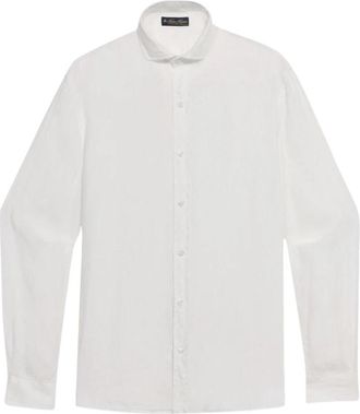 Brooks Brothers Slim Fit linnen overhemd met spreadboord - Heren - Casual Overhemden - Wit - XL - Linnen - Overhemden