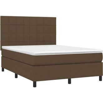 vidaXL Vidaxl - Cama Box Spring Con Colch&oacute;n Tela Marr&oacute;n Oscuro 140x190 Cm