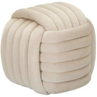 Dmora Dmora - Pouf Karori, Poltrona multiuso, Scendiletto, Pouf poggiapiedi, 45x45 h45 cm, Crema