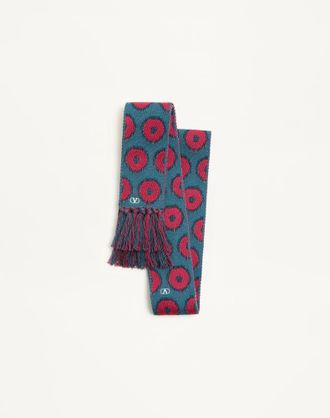 Valentino Garavani Sciarpa Antibes In Cotone Con Frange Uomo ROSSO/BLU UNI