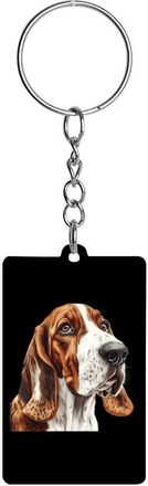 Generic Basset Hound Dog Printed Acrylic Keychain Key Chain Rings Cute Funny Gifts for Women Men