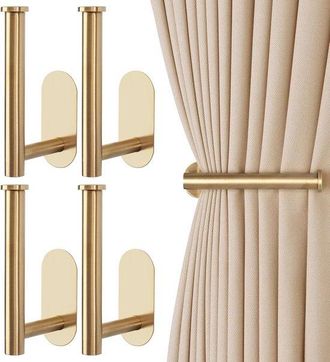 No Brand Sujetadores Adhesivos Para Cortinas - Paquete De 4 - Ganchos Para Cortinas - No Requiere Perforaci&oacute;n - Ganchos - Clips Para Cortinas - Barras De Corti