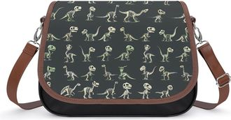 Generic Cotton Dinosaurs Dino Skeletons Skulls Bones Crossbody Bags for Women Shoulder Messenger Bag Purse Handbags