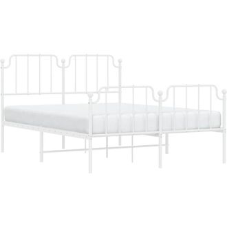 vidaXL Estructura Cama Sin Colch&oacute;n Con Estribo Metal Blanco 150x200 Cm Vidaxl