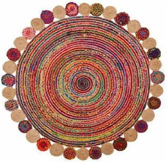 DKD Home Decor Tappeto DKD Home Decor Cotone Multicolore Iuta (160 x 160 x 1 cm)