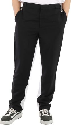 Burberry Mens Logo Print Two Tone Wool Mohair Trousers, Brand Size 54 (Waist Size 37.4)