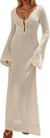 Generic Summer Dress Womens Beach Wear Dress Cotton Linen Short Sleeve Beach Dress Summer Flower Dress V-Neck Wedding Bridesmaid Dresses Puff Sleeves Summer D