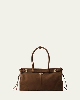 Prada Bonnie Large Nubuck Leather Shoulder Bag