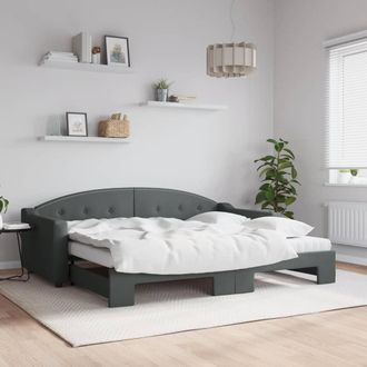 vidaXL Vidaxl - Sof&aacute; Cama Nido Con Colch&oacute;n Tela Gris Oscuro 90x200 Cm