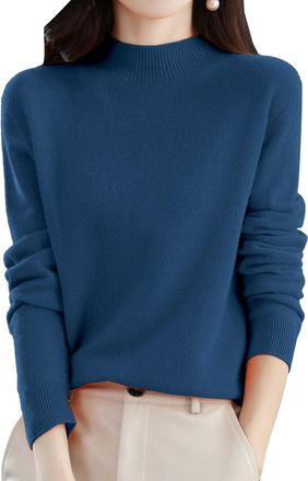 Generic Womens Lightweight Sweaters Womens Cashmere Sweater Sweaters for Women Wool Jumper Pullover Slim Elastic Navy Blue