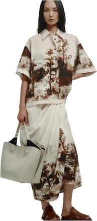 Erika Cavallini Semi Couture Poplin Shirt met Paesaggio Print - Dames - Overhemden - Veelkleurig - L - Katoen - Overhemden