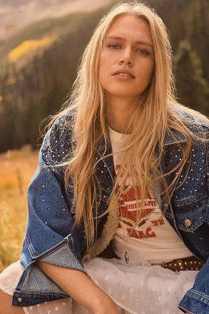 Pilcro The Weston Rhinestone Denim Boyfriend Jacket by Pilcro