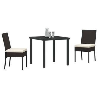 Berkfield Home Modern 3 Piece Garden Dining Set Black Poly Rattan