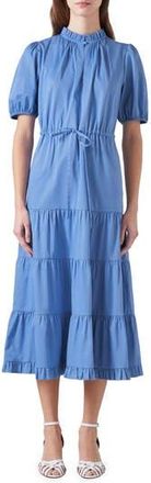 L.k. Bennett Hedy Tiered Cotton Midi Dress in Light Blue at Nordstrom Rack, Size 12 Us / 16 Uk