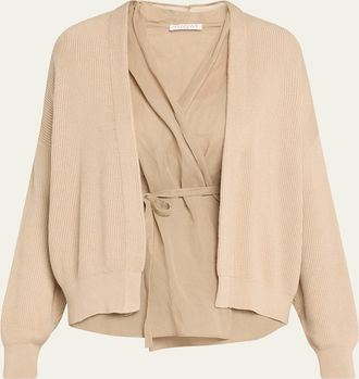 Brunello Cucinelli Layered Golf Cotton Organza Cardigan