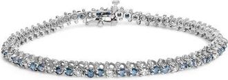 House of Brilliance 14K White Gold 4 5/8cttw White And Treated Blue Diamond Bracelet at Nordstrom