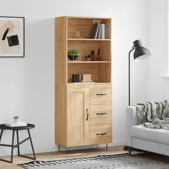 Berkfield Home Highboard Sonoma Oak 69.5x34x180 cm Engineered Wood in Brown
