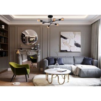 OZAIA Plaf&oacute;n De Metal Negro Con 6 Bombillas L64 Cm - Julia