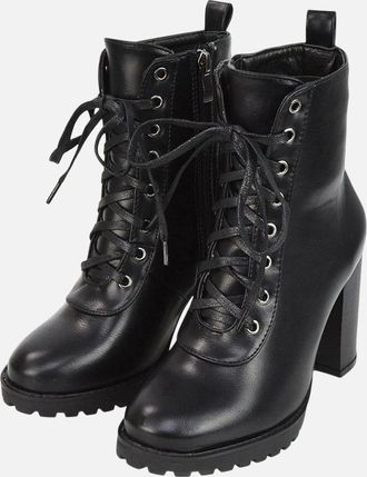 XY London Womens XY London Womens/Ladies Ariel Zip High Block Heel Biker Boots - Black - Size: 6