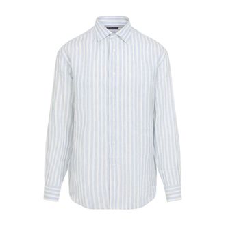 Ralph Lauren Casual Shirts, male, Blue, Size: XL Linen Shirt