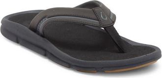 Olukai Akeu Flip Flop in Black /Black at Nordstrom, Size 15