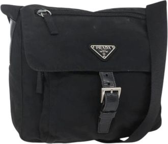 Prada Pre-owned Cross Body Bags, female, Black, Size: ONE SIZE Pre-owned Nylon Cross Body Bag
