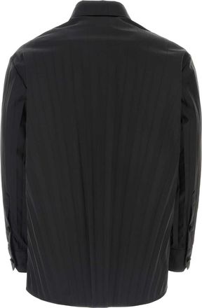 Valentino Garavani Mens Black Tech Nylon Oversize Shirt Exterior: Camicie