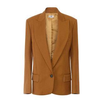 Elisabetta Franchi Wollen jas - Dames - Jassen - Bruin - Maat: 2XL Wol