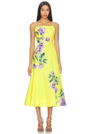 Hemant & Nandita Paneled Midi Dress In Yellow