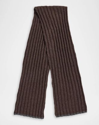 Brunello Cucinelli Men & apos;s Cashmere Ribbed Scarf
