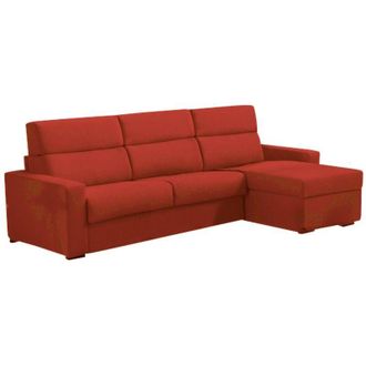 Dmora Dmora - Sof&aacute; Cama Con Pen&iacute;nsula Pusiano, Sof&aacute; Esquinero Convertible Para Sal&oacute;n, Acolchado, Desenfundable, 100% Made In Italy, 280x160 H100 Cm, Naranja