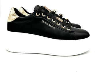 Renato Garini Womens Bedazzled Laces Sneaker In Black Stones