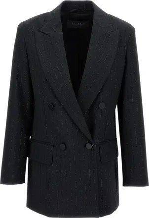 Max Mara Black Embellished Notched Lapel Blazer