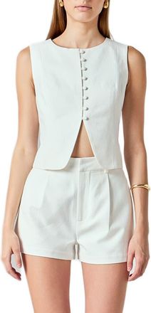 endless rose Linen & Cotton Vest in Ivory at Nordstrom, Size X-Small