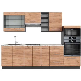 Vicco Mueble De Cocina Fame-line, Oro Power Roble/antracita, 280 Cm, Et M&aacute;rmol