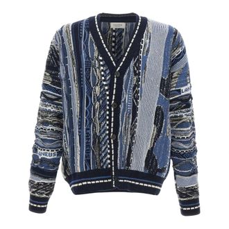 Laneus Boxy Jacquard Vest - Heren - Truien - Blauw - Maat: XL Wol