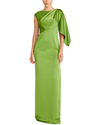 Theia Tilly Satin Draped Column Gown