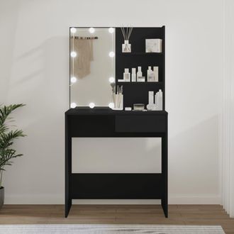 vidaXL Tocador Con Led Negro 74,5x40x141 Cm Vidaxl