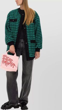 Msgm houndstooth tweed oversize longline jacket
