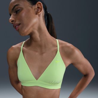 Nike Womens Form Light-Support Non-Padded Triangle Sports Bra in Yellow | HQ7003-701
