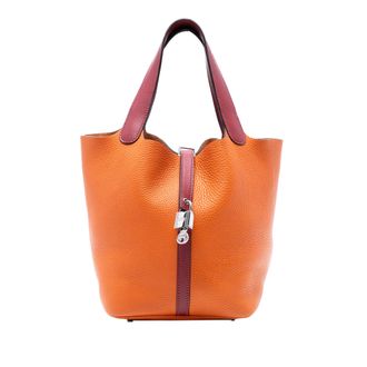 Herm&egrave;s Orange Bicolor Clemence and Swift Picotin Lock 22