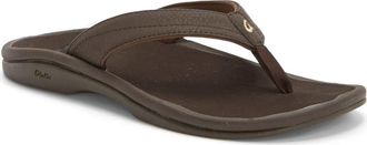 Olukai Ohana Flip Flop in Java Faux Leather at Nordstrom, Size 10