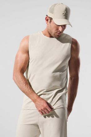 Alo | Conquer Muscle Tank Top in Bone, Size: Medium