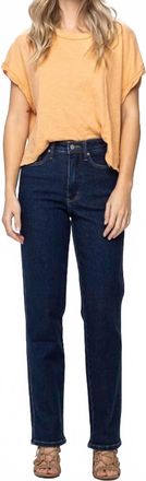 Judy Blue High Waist Tummy Control Classic Straight Jeans In Darkk Wash