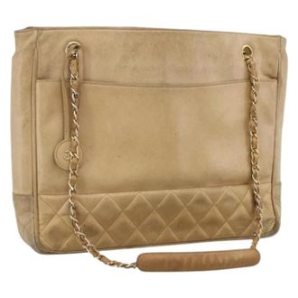 Chanel Pre-owned Tote Bags, female, Beige, Size: ONE SIZE Pre-owned Vintage Shoulder Bag
