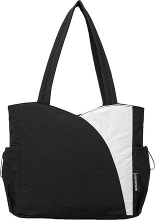 Generic Simple Tote Bag Contrast Color Casual Crossbody Bag Nylon Satchel Bag (Black)