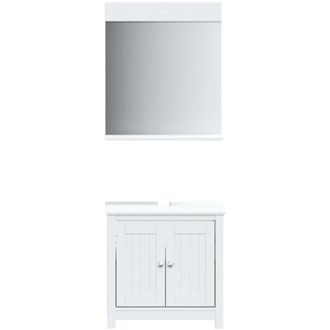 vidaXL Vidaxl - Juego De Muebles De Ba&ntilde;o Berg 2 Pzas Madera Maciza Pino Blanco
