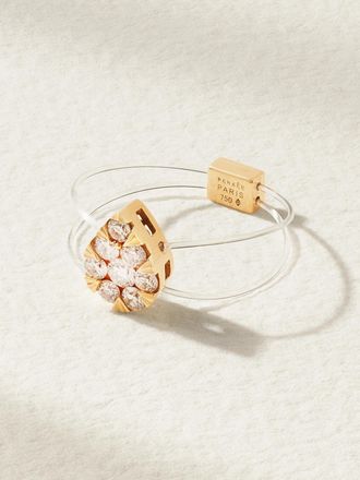 Persée Anello In Oro 18 Carati Ed Elastici Con Diamanti Floating