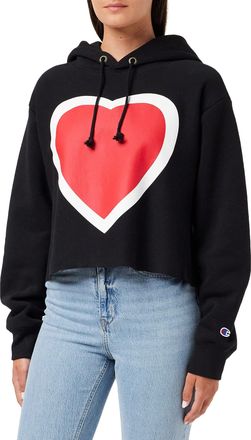 Champion Womens Reverse Weave Cropped Cut-Off Hoodie Black, M